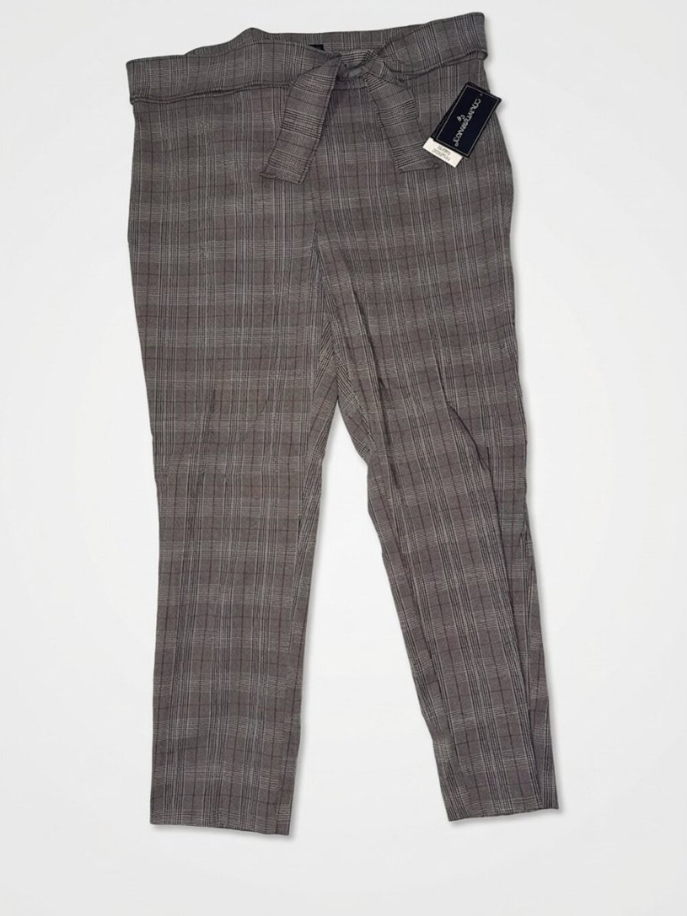 Counterparts Paper Bag Pants 16P Gray Plaid Stretch Women's